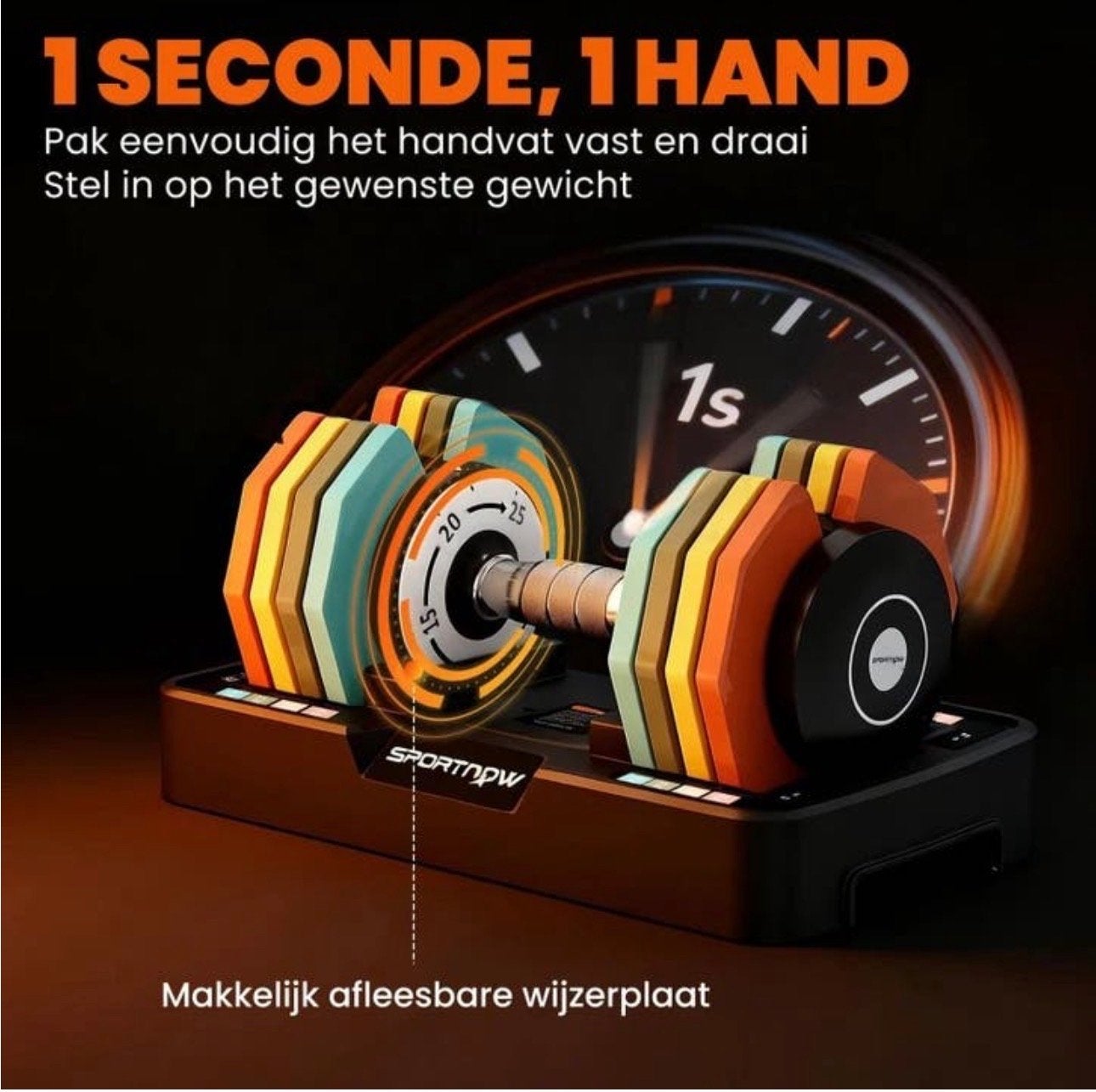 Verstelbare Dumbbell 5-25kg - Sportnow NIEUW IN DOOS, Dumbbell, Ophalen of Verzenden, A, A