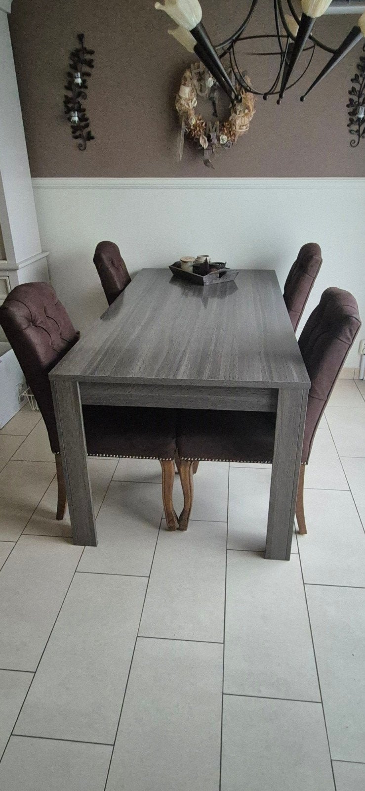 Eetkamerstoelen set van 4 - 1 stoel met losse vering, Huis en Inrichting, Stoelen, Ophalen, Gebruikt, Bruin, Vier