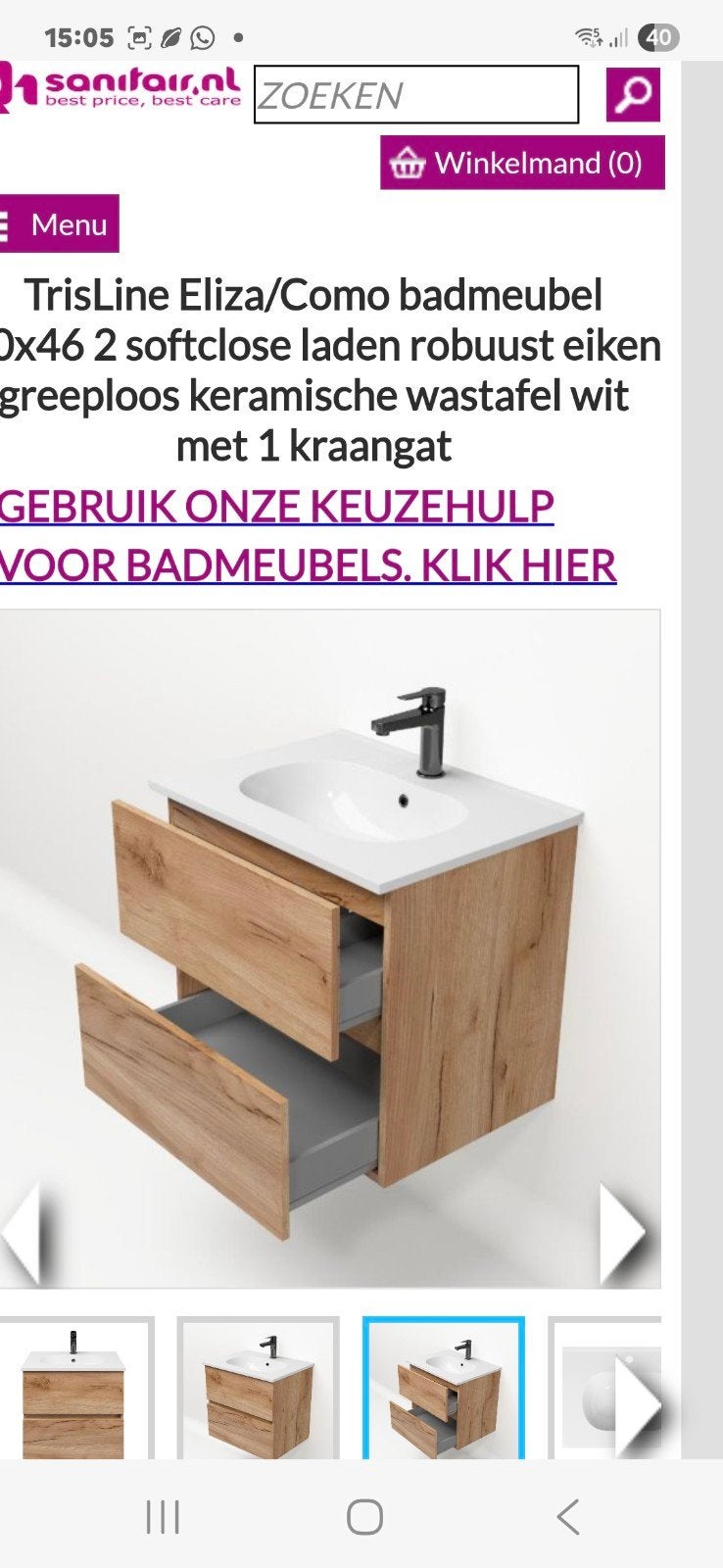 Te koop badmeubel zonder wasbak nieuw, Huis en Inrichting, Badkamer | Badkamermeubels, Nieuw, Minder dan 100 cm, Wasbak of Wastafel