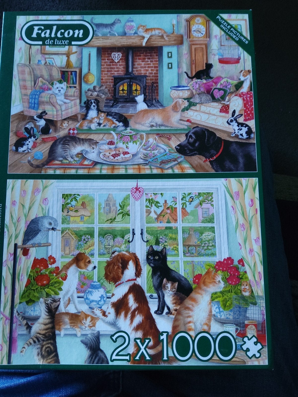 Falcon de Luxe 2x1000 stukjes legpuzzel - Huisdieren, Ophalen of Verzenden, 500 t/m 1500 stukjes, Zo goed als nieuw