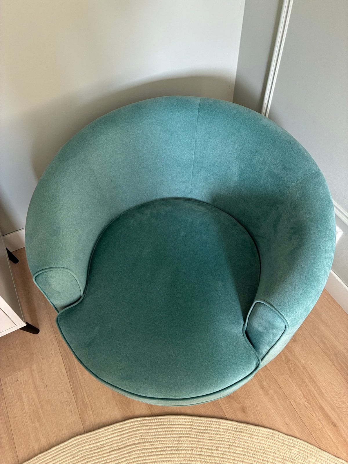 Stijlvolle Fauteuil van de Hobo in Groenblauw, Ophalen, Zo goed als nieuw, Stof, 75 tot 100 cm