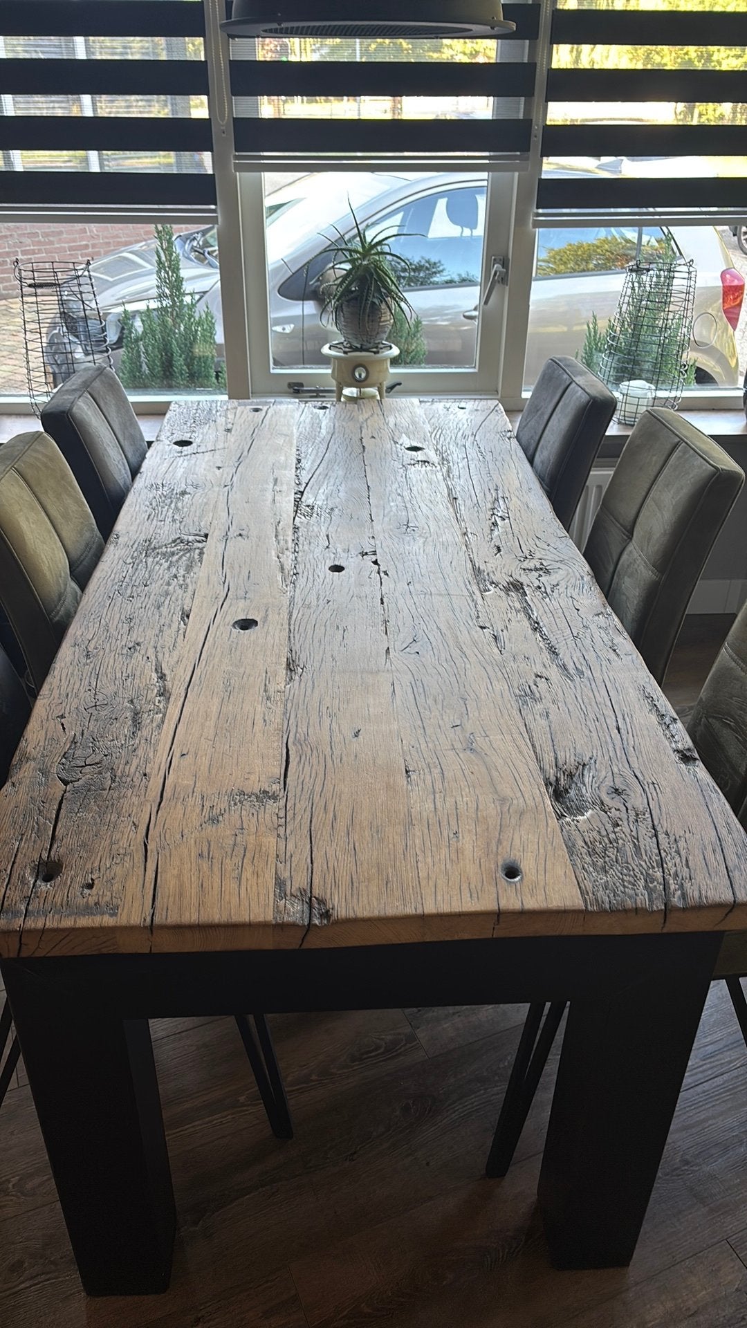 Eetafel met 6 stoelen, Ophalen, Gebruikt, Eikenhout, 50 tot 100 cm