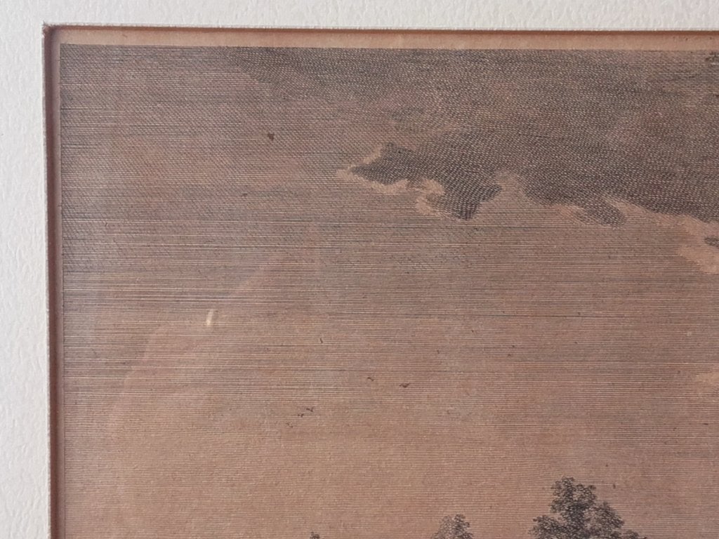 Originele antieke ingelijste Grund ets uit Oostenrijk., 1800 - 1899, Ets, Ophalen of Verzenden, Landschap