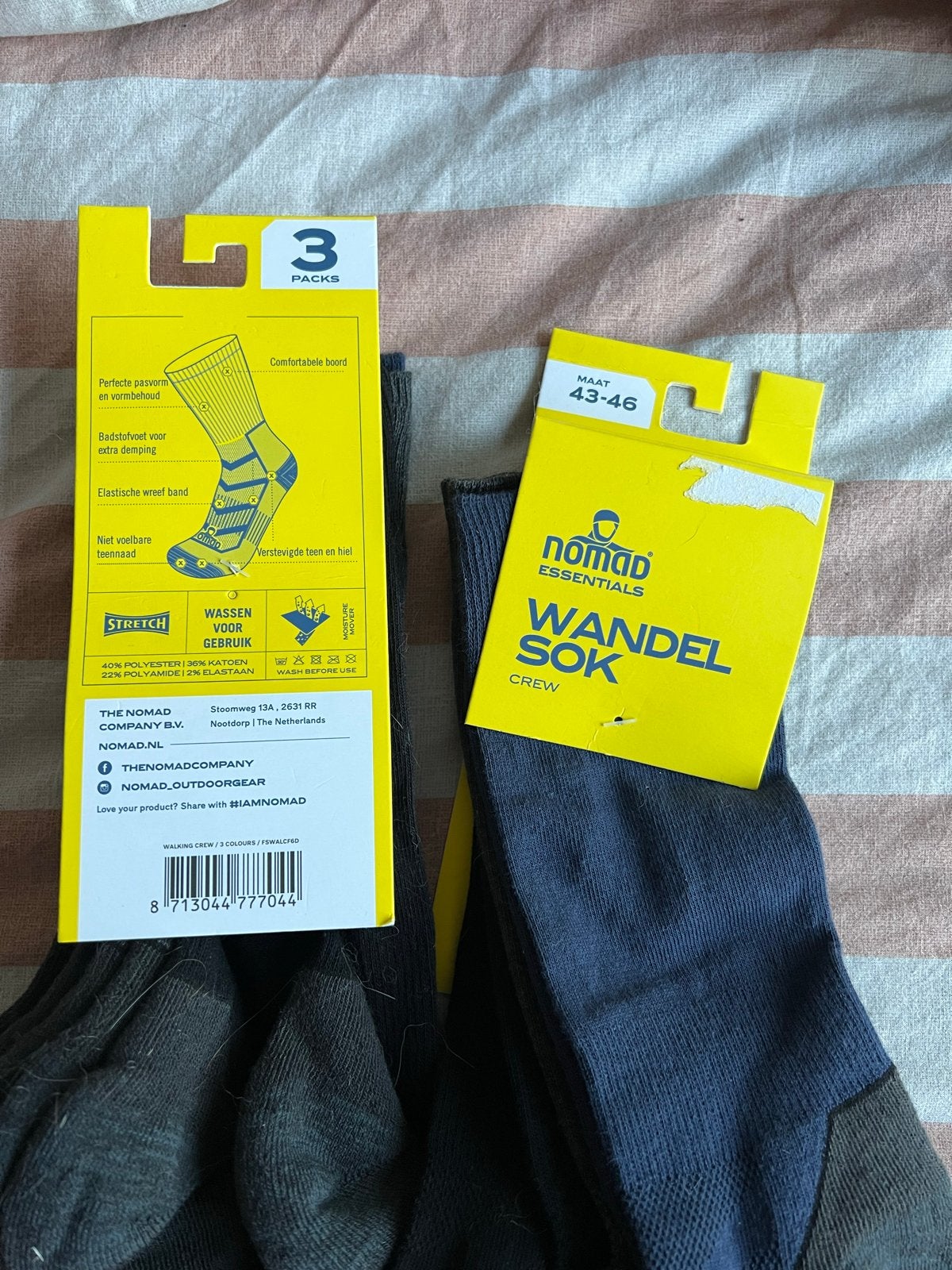 6 paar Nomad Essentials Wandel Sokken - 3-pack, Maat 43-46, Ophalen of Verzenden, Nieuw, Maat 43 t/m 46, Blauw