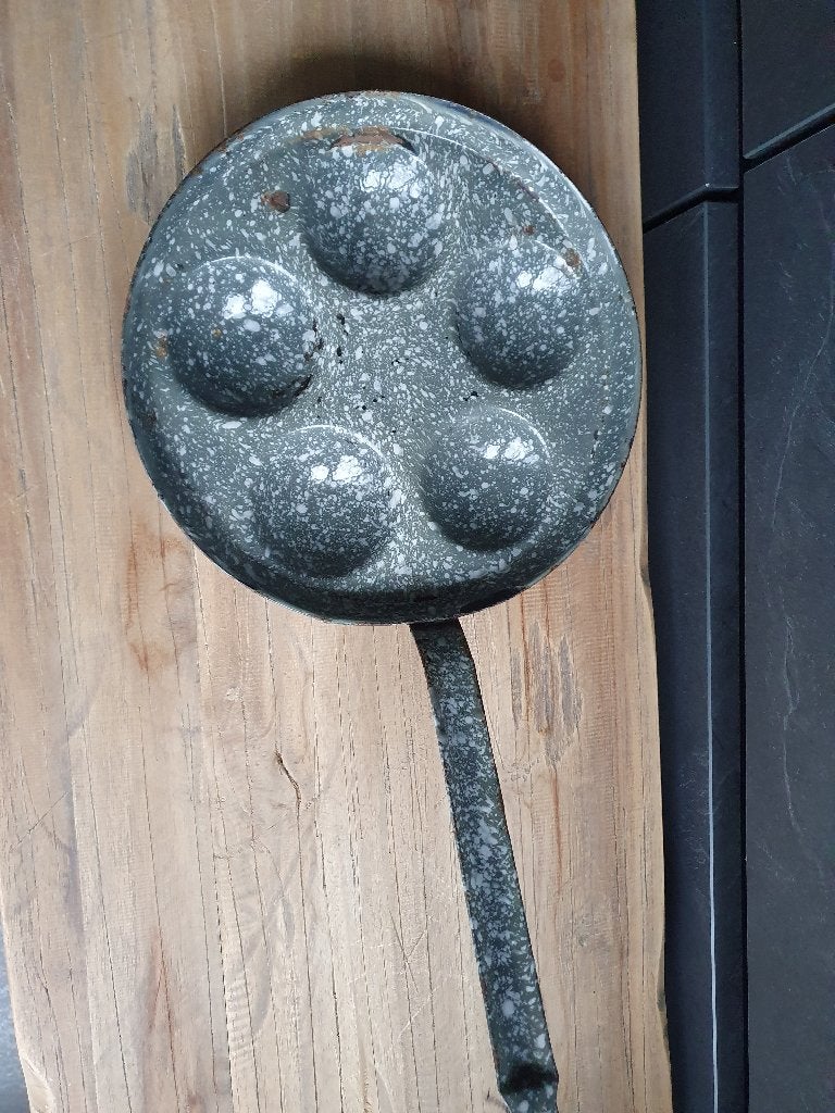 Emaille poffertjes pan grijs, Ophalen of Verzenden