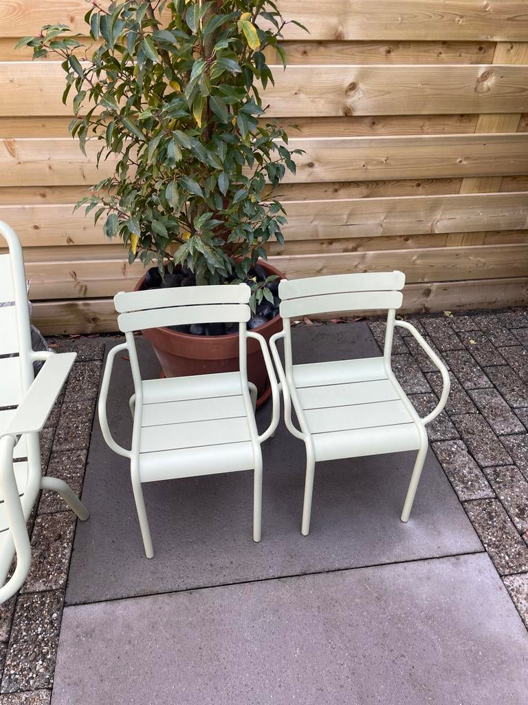 Twee Fermob kinderstoelen, lichtgroen, Tuin en Terras, Ophalen, Zo goed als nieuw, Metaal