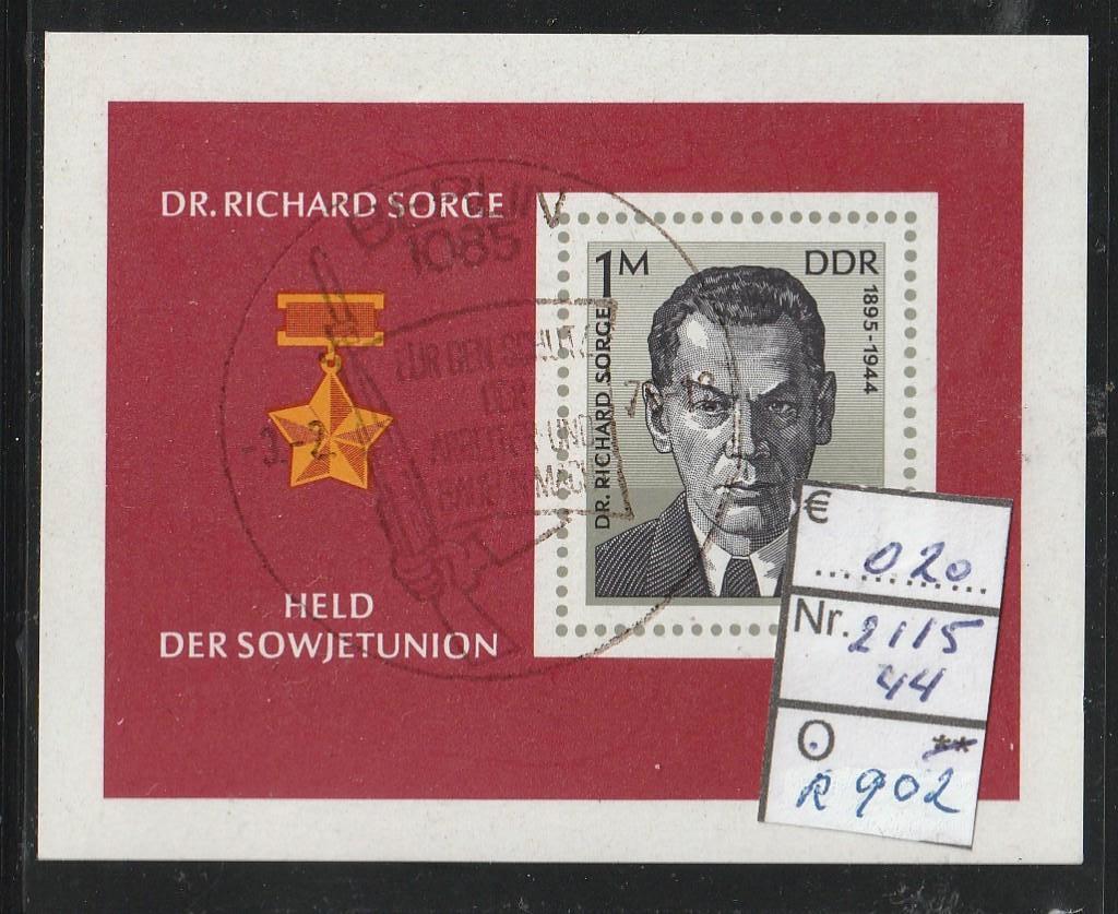 DDR Sorge Blok 44 Michel 2115 Nr.R902g, Verzenden, DDR, Gestempeld