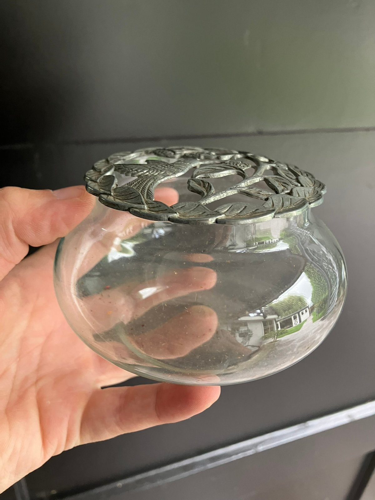 Schattig klein glas glazen pot potje met vogeltjes brocante, Ophalen of Verzenden, Zo goed als nieuw