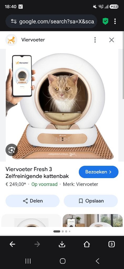 Automatische kattenbak Viervoeter Fresh 3, Dieren en Toebehoren, Kattenbakken, Ophalen, Zelfreinigend, Zo goed als nieuw, Gesloten
