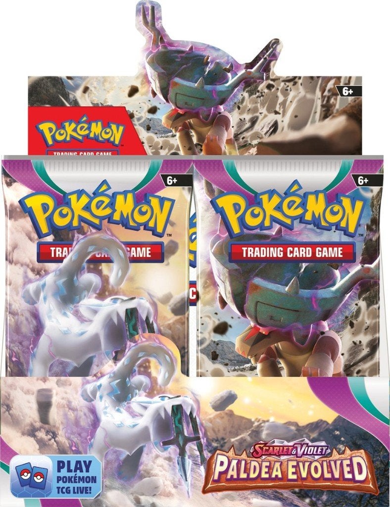 Pokémon Paldea Evolved Booster Box (Incl. Plexiglas Case), Ophalen of Verzenden, Nieuw, Boosterbox, Foil