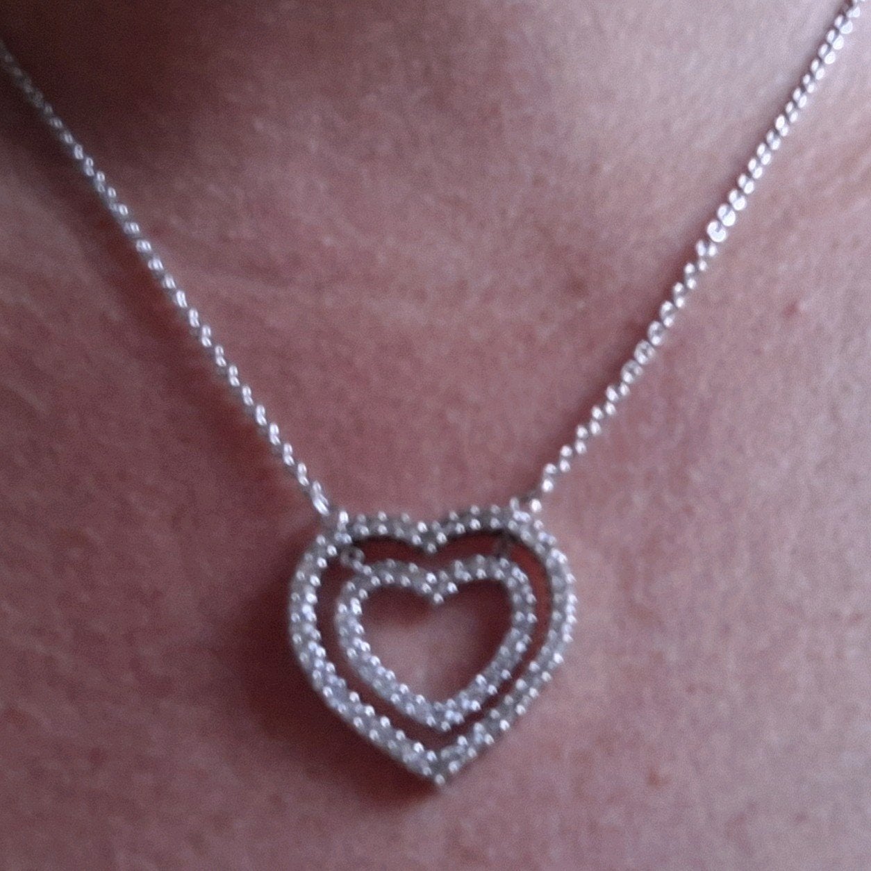 Zilver ketting hart hanger zilveren collier bedel sieraad, Nieuw, Ophalen of Verzenden, Met edelsteen, Zilver