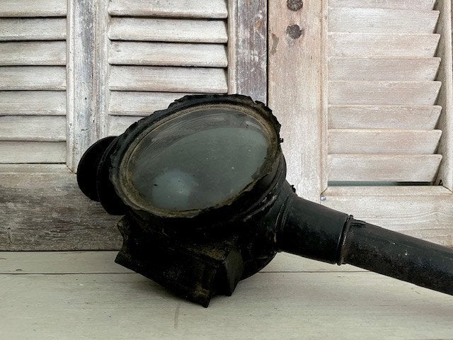 Antieke sleetse zwarte koets lamp uit Frankrijk, Ophalen of Verzenden