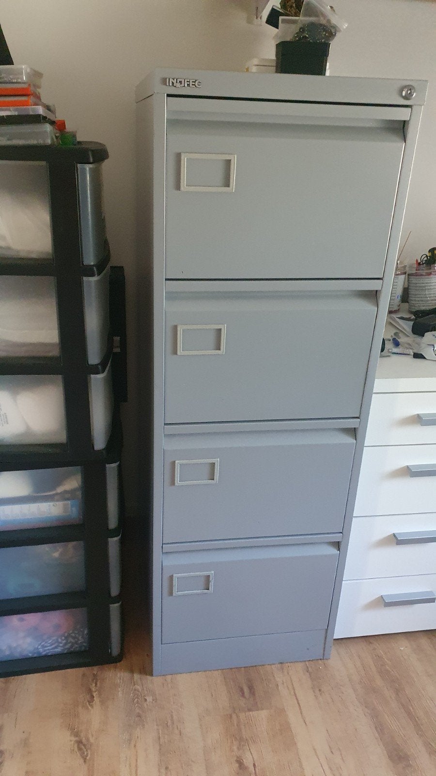 Inofec Archiefkast met 4 Lades - Grijs, Ophalen, Gebruikt, 25 tot 50 cm, Minder dan 100 cm