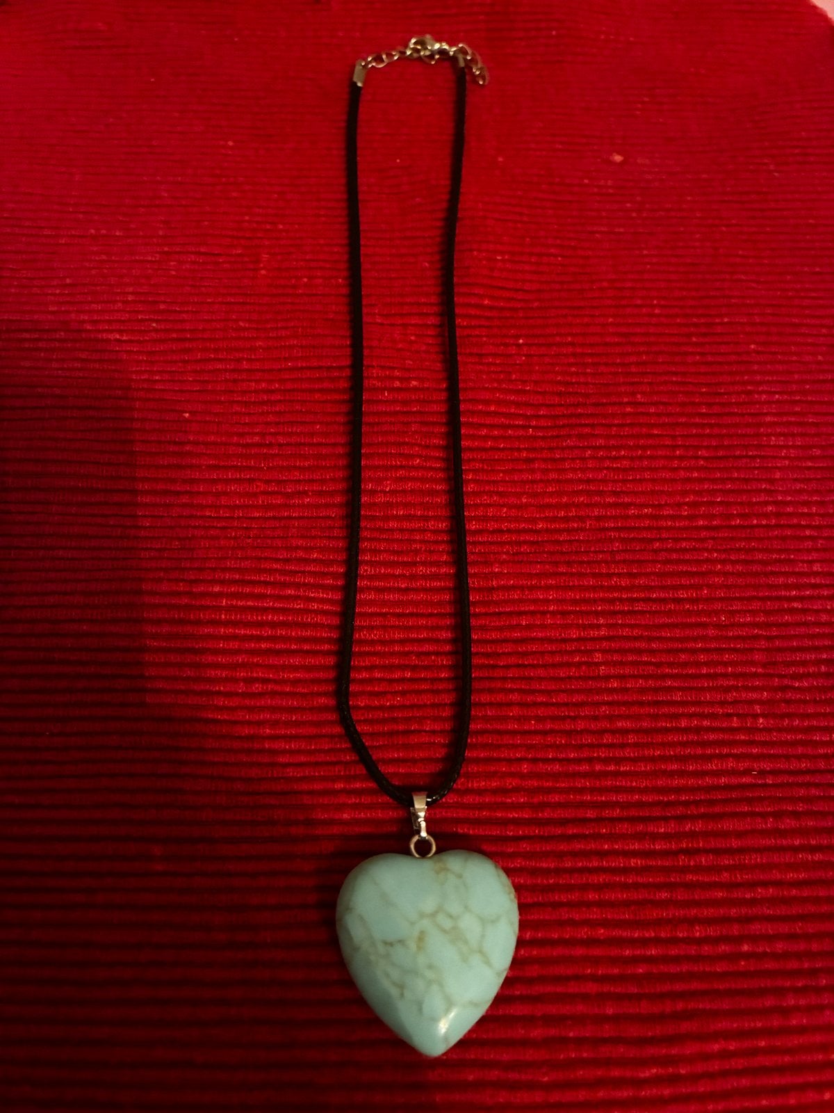 Hartvormige ketting met turquoise steen, Ophalen, Met hanger, Blauw, Nieuw