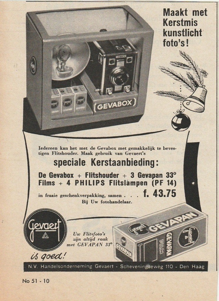 Retro reclame 1951 Gevaert Kerstmis de Gevabox, Verzenden, Overige typen