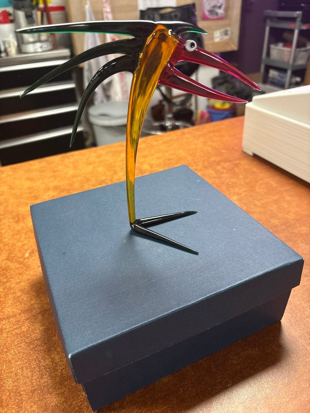Glazen vogel sculptuur - Uniek kunstwerk, Ophalen of Verzenden, Zo goed als nieuw, Overige onderwerpen