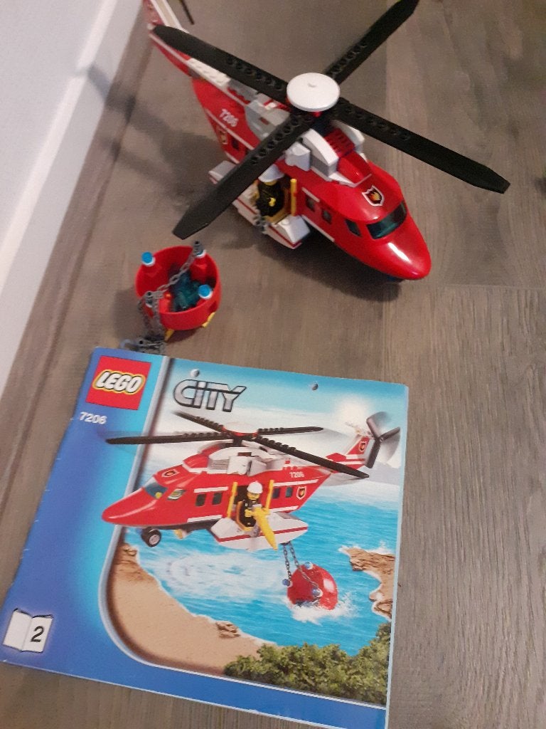 Lego city 7206 brandweer helicopter met brandweerwagen, Lego, Ophalen of Verzenden, Zo goed als nieuw, Compleet