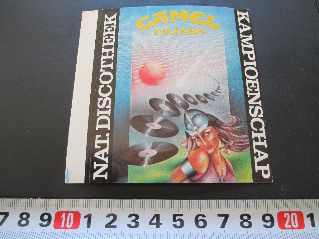 sticker tabak CAMEL filters - nat. discotheek kampioenschap*, Ophalen, Zo goed als nieuw