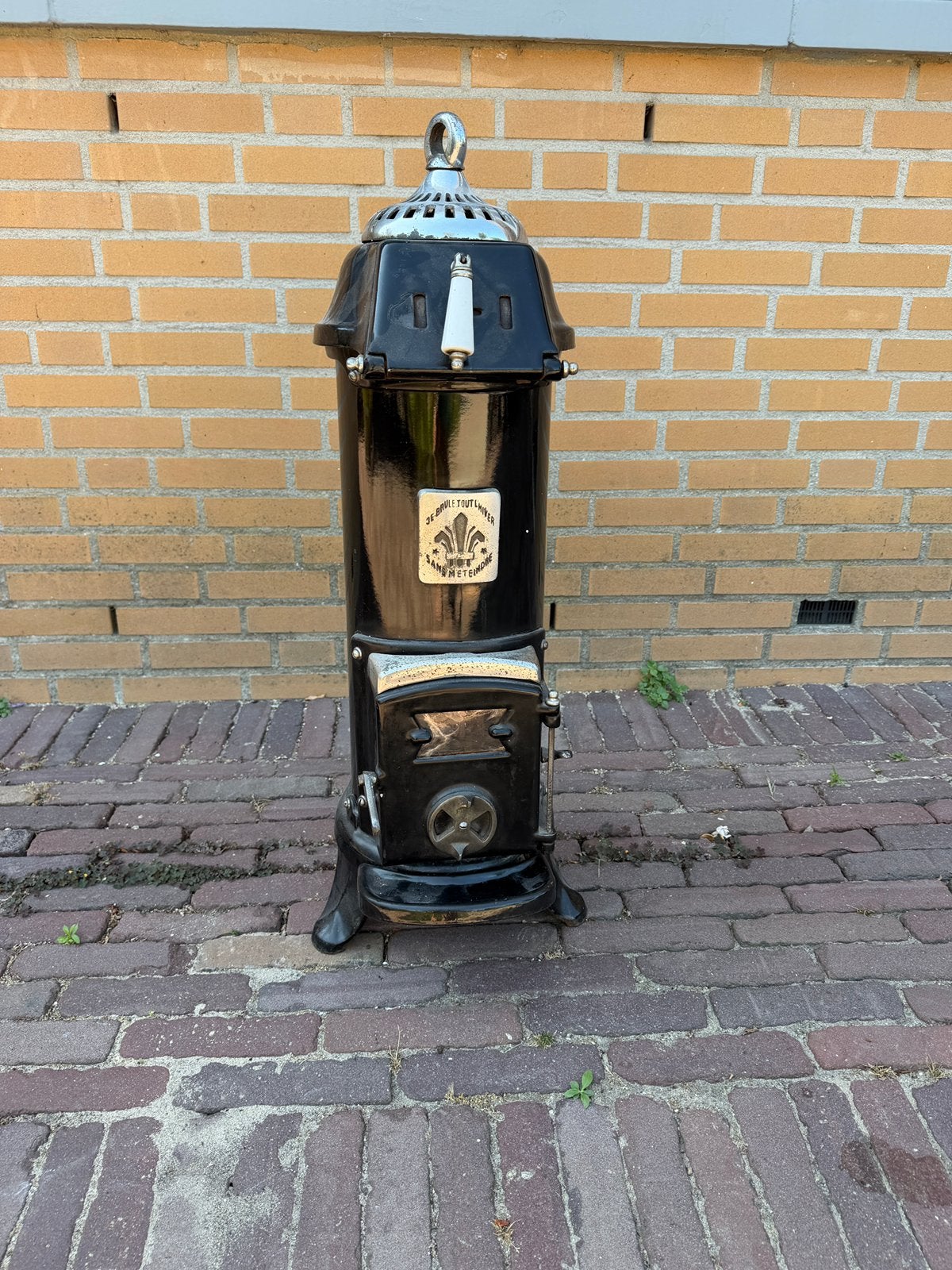 Antieke Art Deco kolenkachel schouwhaard Etna of Pelgrim, Ophalen, Gebruikt, Vrijstaande haard, Houthaard