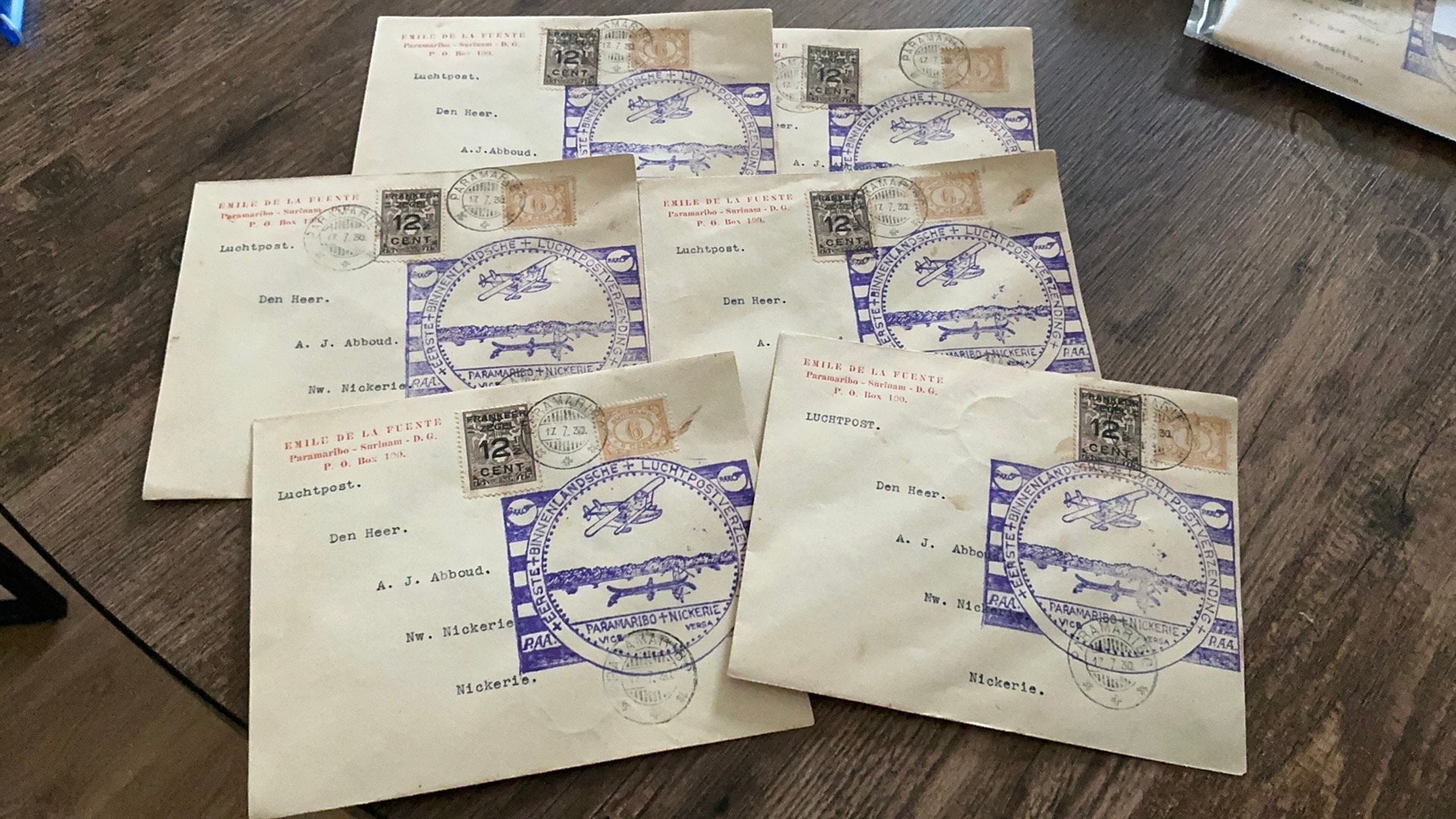 #60 Set Luchtpost enveloppen Paramaribo/Nickerie, Ophalen of Verzenden