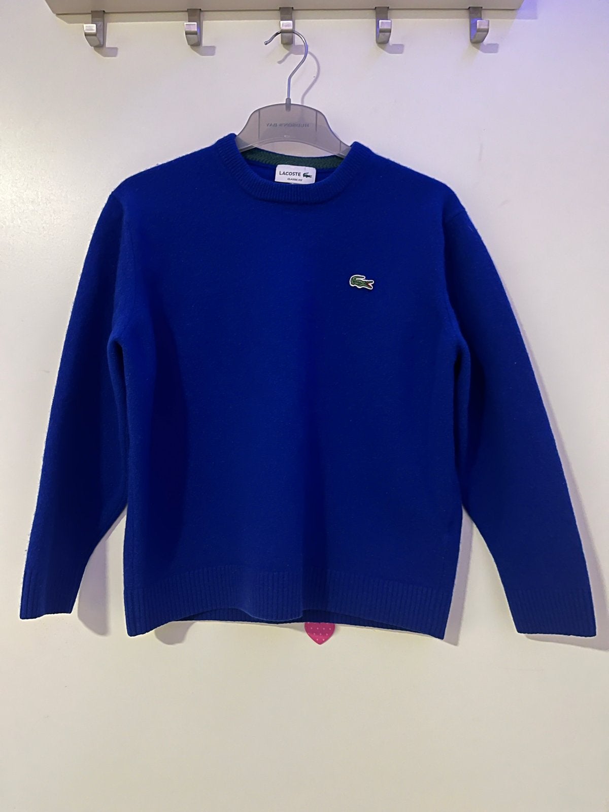 Lacoste 100% wol trui – koningsblauw – unisex, Ophalen of Verzenden, Zo goed als nieuw, Maat 42/44 (L), Blauw
