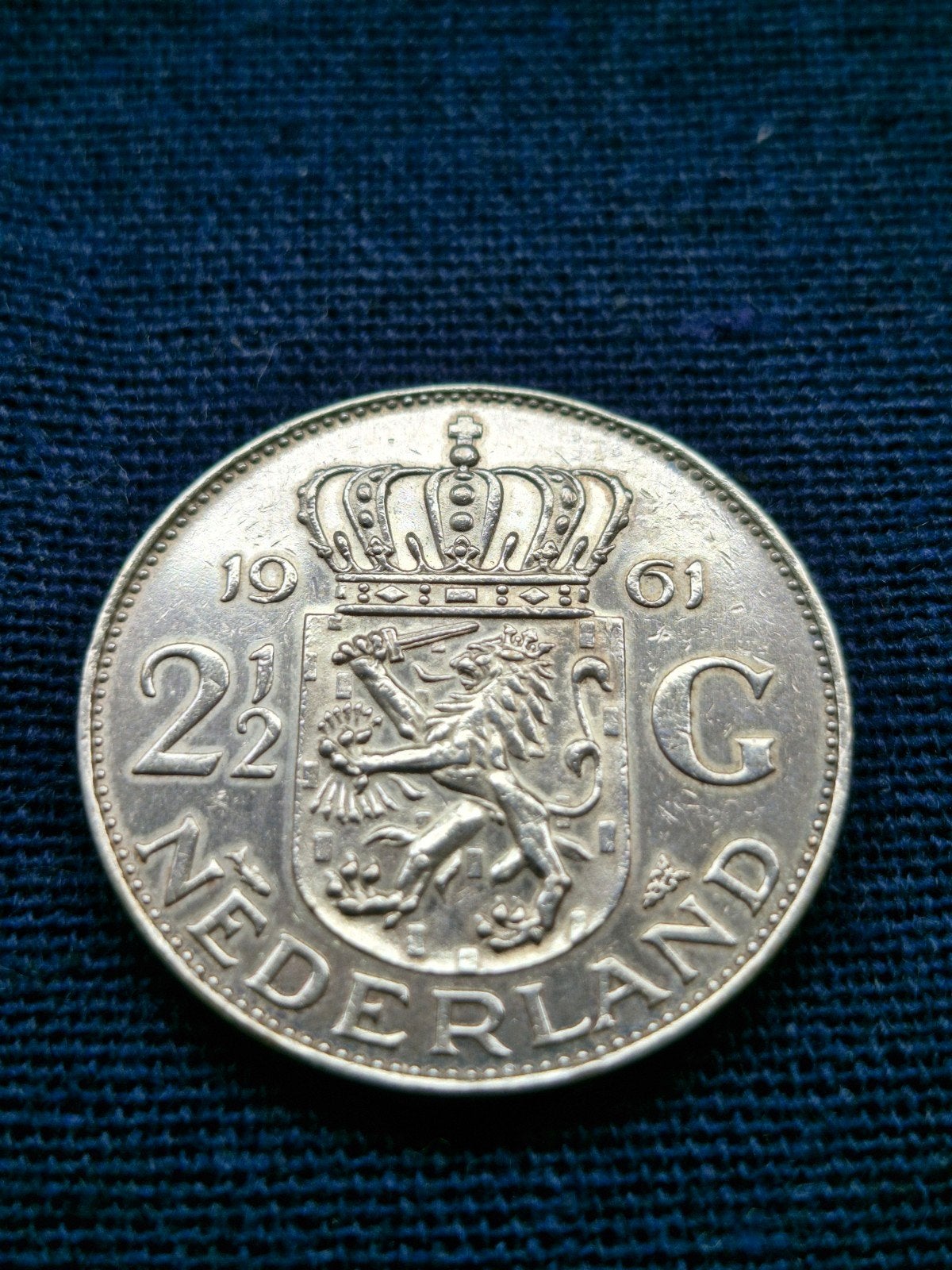 2½ Gulden Koningin Juliana 1961 Zilveren Munt, Koningin Juliana, Zilver, Ophalen of Verzenden, Losse munt