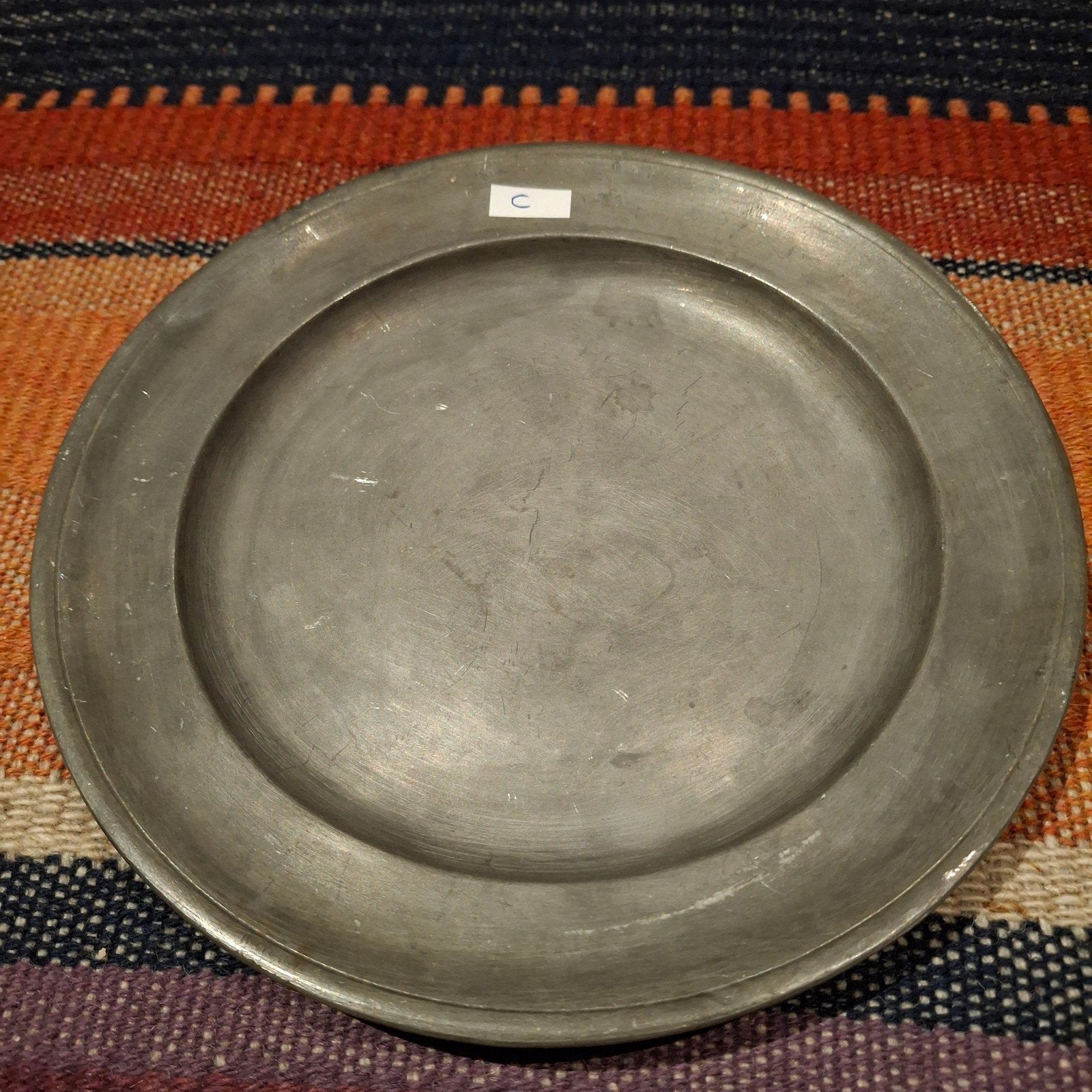 Oud tinnen bord - Diameter 21.5 cm, Ophalen of Verzenden
