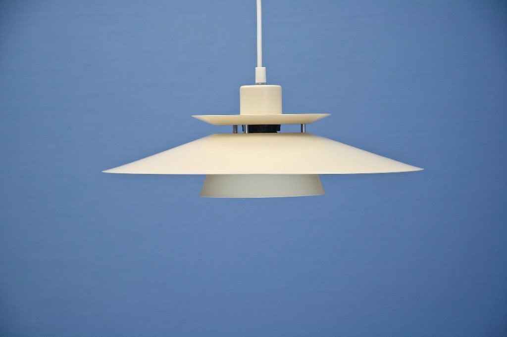 Deense vintage hanglamp off-white vintage retro 1970s, Ophalen of Verzenden, Gebruikt, Metaal