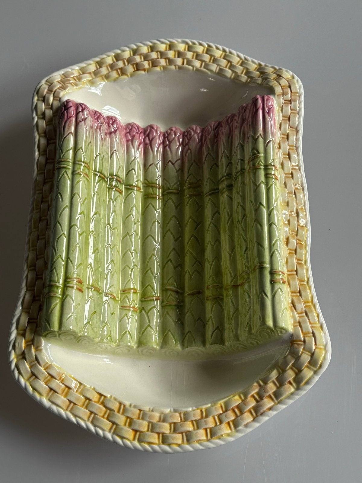 Vintage Aspergeschaal Keramiek - Uniek Design, Schaal, Ophalen of Verzenden, Zo goed als nieuw, Rechthoekig