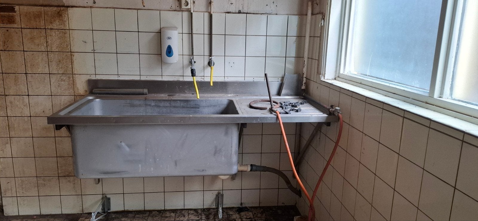 RVS Spoelbak met Werkblad - Gebruikt, Ophalen, Gebruikt, Overige typen, Grijs