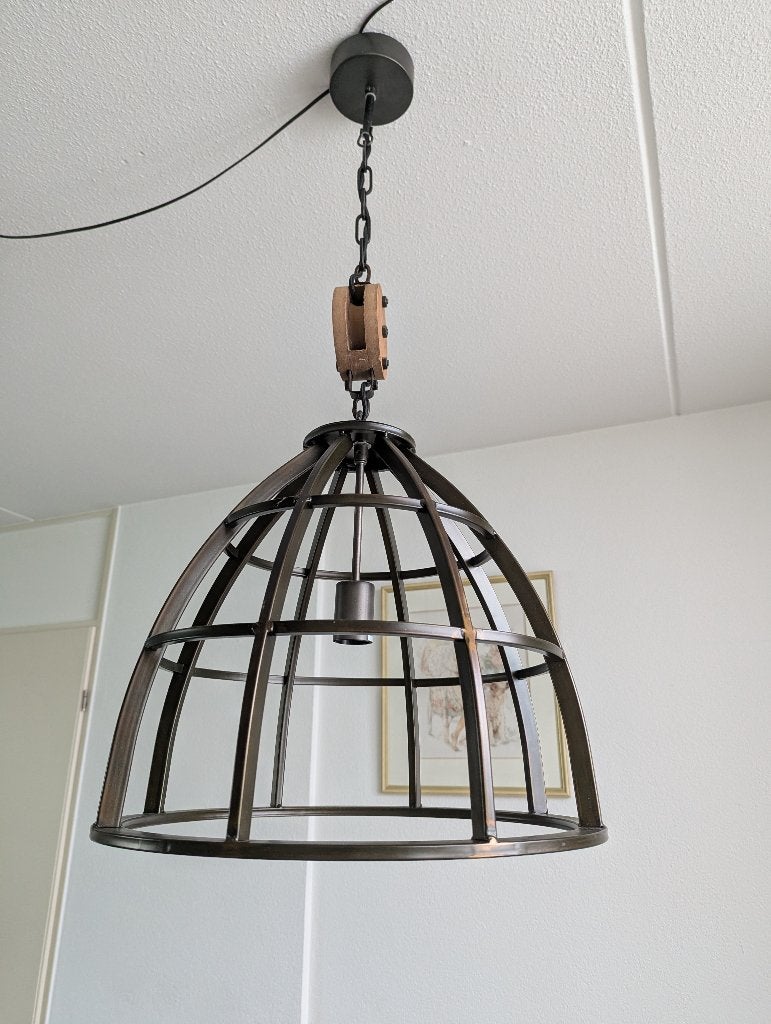 Hanglamp, Ophalen, Zo goed als nieuw, Hout, E27 (groot)
