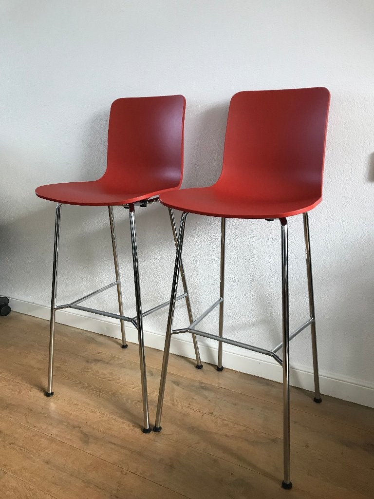 2 Vitra HAL kruk barkruk stool Jasper Morrison rood, Ophalen, 60 tot 90 cm, Nvt, Nvt