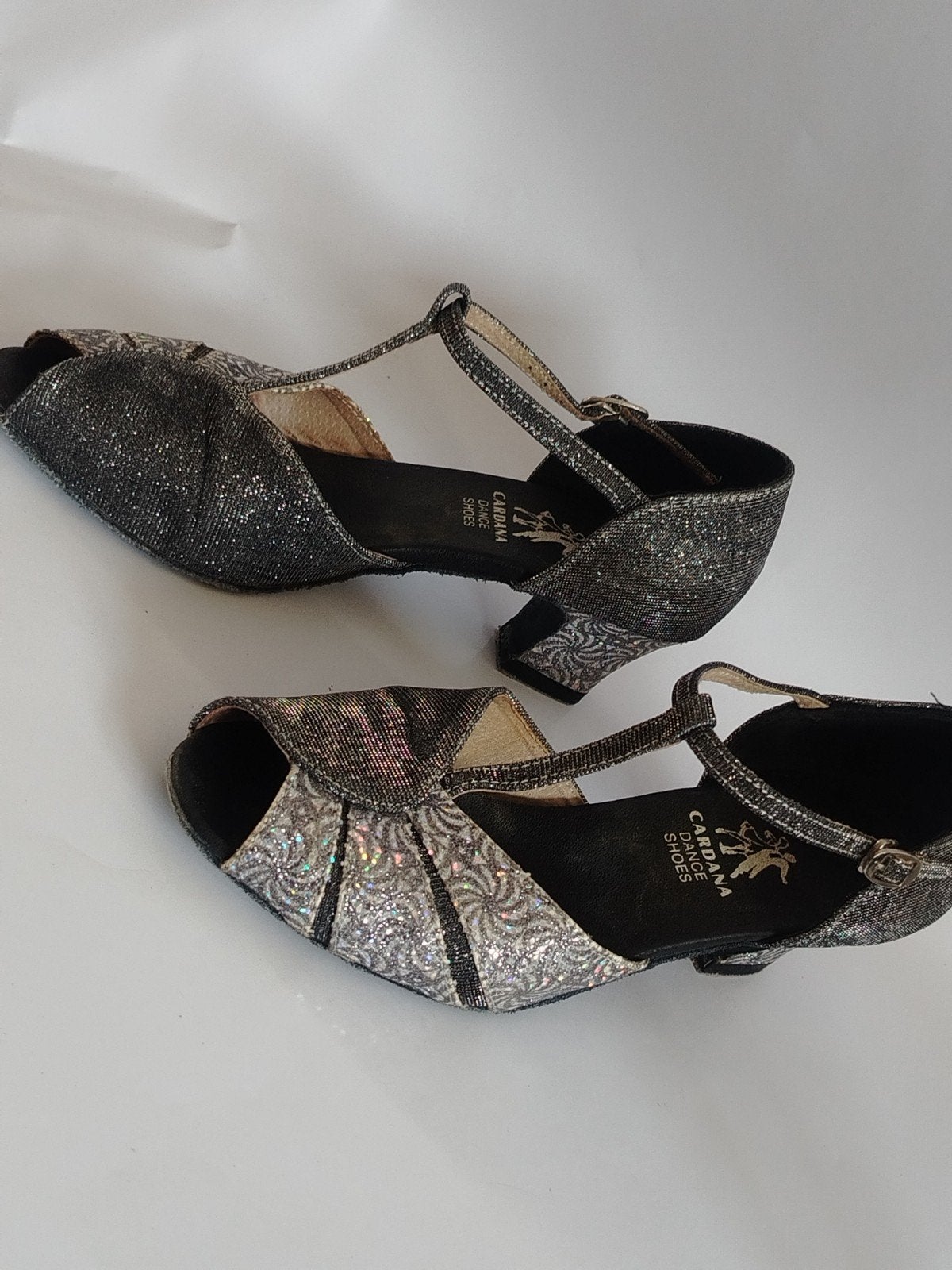 vintage Dance Shoes - Zilveren Glitter Dansschoenen Maat 37, Zwart, Nieuw, Dansschoenen, Ophalen of Verzenden