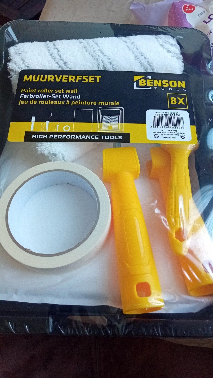 Muurverfset Benson 8-delig - Compleet voor elke klus, Ophalen of Verzenden, Nieuw, Verfroller