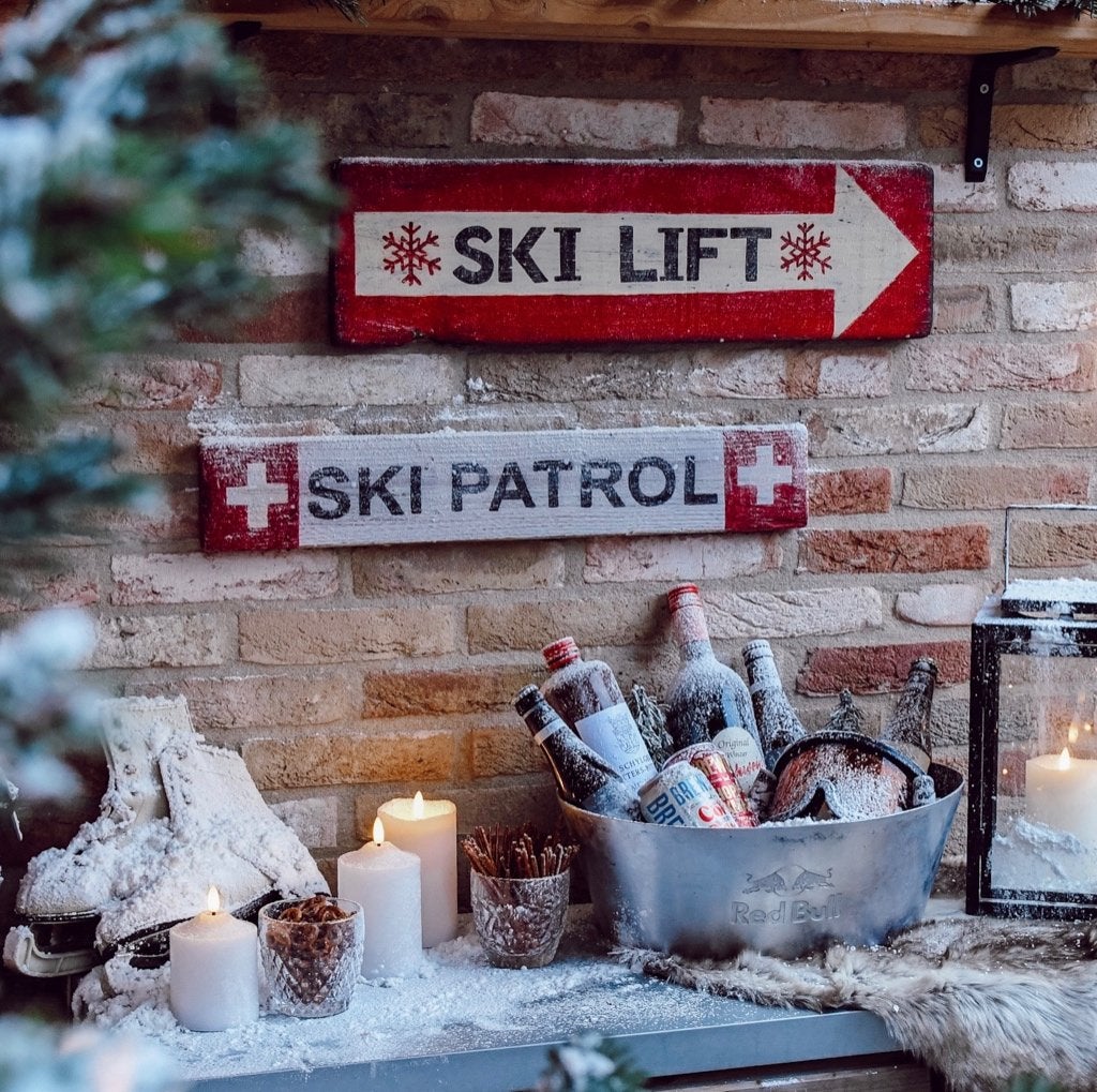 Handgeschilderd Après Ski bord / wintersport / Ski Lift, Hout, Ophalen of Verzenden, Handgemaakt, Dj.kammeraat@telfort.nl