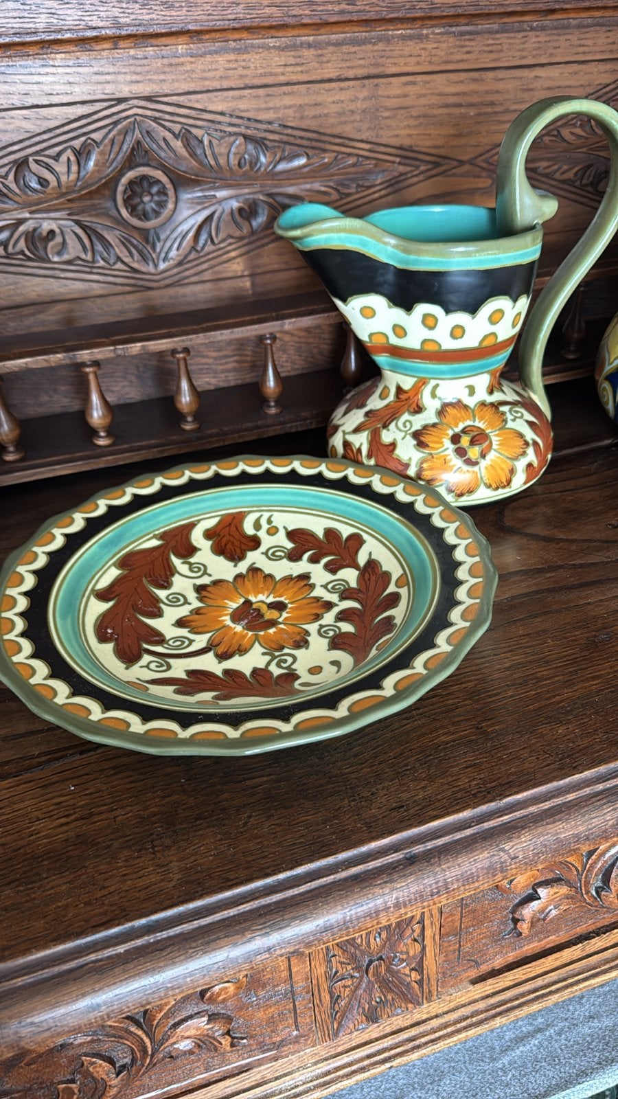 Art Deco Averil Plazuid Gouda Holland schaal en kan, Antiek en Kunst, Antiek | Keramiek en Aardewerk, Ophalen