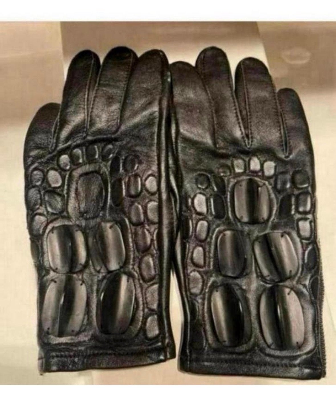 Zwarte leren motorhandschoenen met bescherming, Ophalen of Verzenden, Tweedehands, Heren, Handschoenen