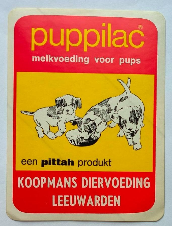 Sticker Puppilac melkvoeding voor pups.Koopmans Leeuwarden, Ophalen of Verzenden, Zo goed als nieuw, Merk