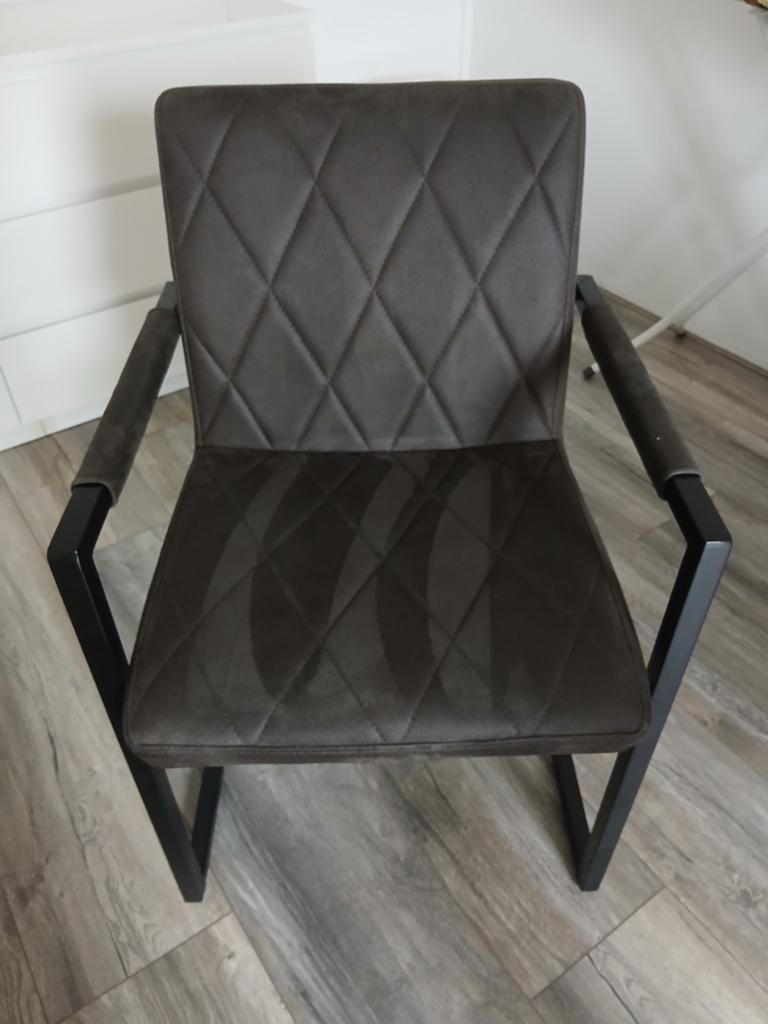 Suedelook donkerbruine eetkamerstoel/fauteuil, Ophalen, Bruin, Eén