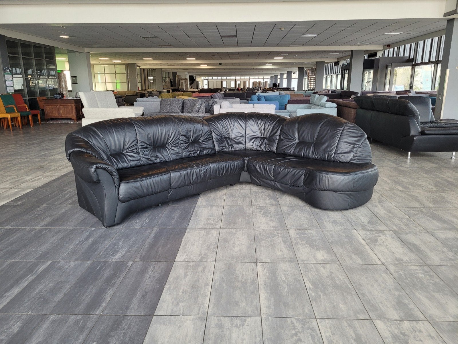 ✅️️️️ GEREINIGD 100% leder HUMMEL hoekbank 285x230 | BEZORGE, 250 tot 300 cm, Info@hummel.de, Hoekbank, Ophalen of Verzenden