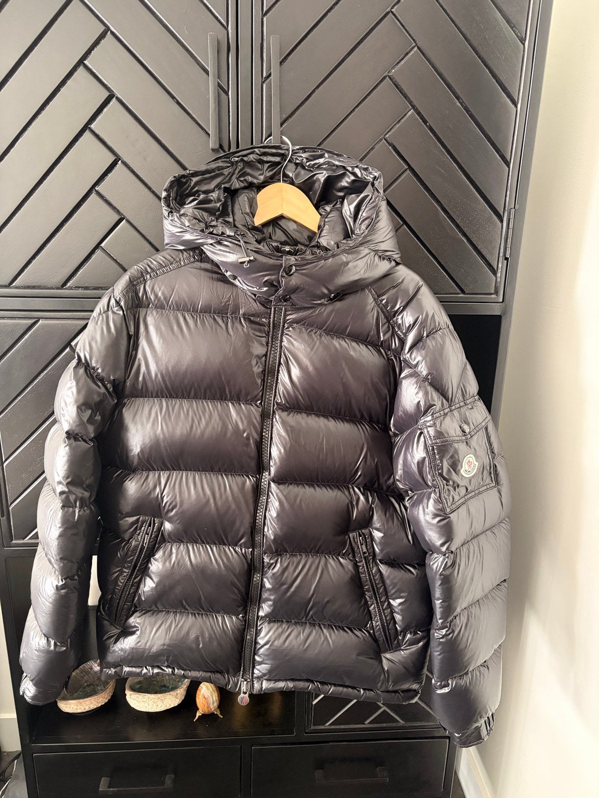 Moncler Maya Zwart Maat 6 Donsjack, Kleding | Heren, Jassen | Winter, Ophalen of Verzenden, Overige maten, Zwart