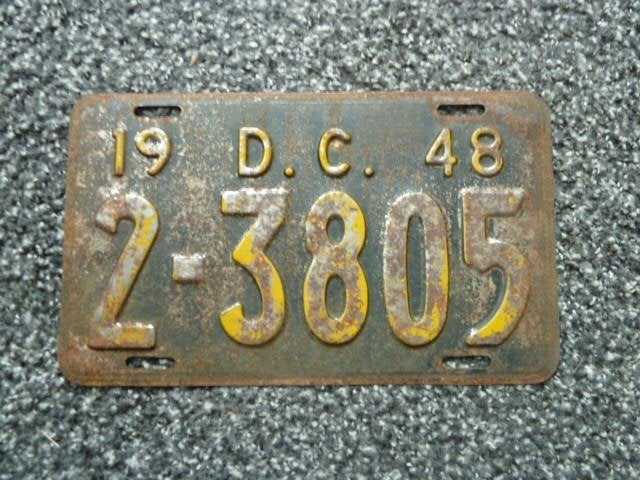 Kentekenplaat licenseplate Washington DC 1948 USA, Verzamelen, Verzenden, Gebruikt, Auto's