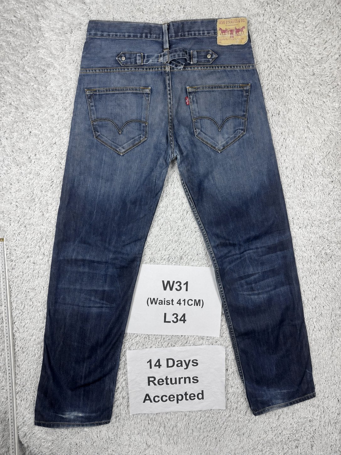 Levi's 503 Loose Jeans Loose Fit W31 L34 / Y2K Cinch Buckle, N, Blauw, G, W32 (confectie 46) of kleiner