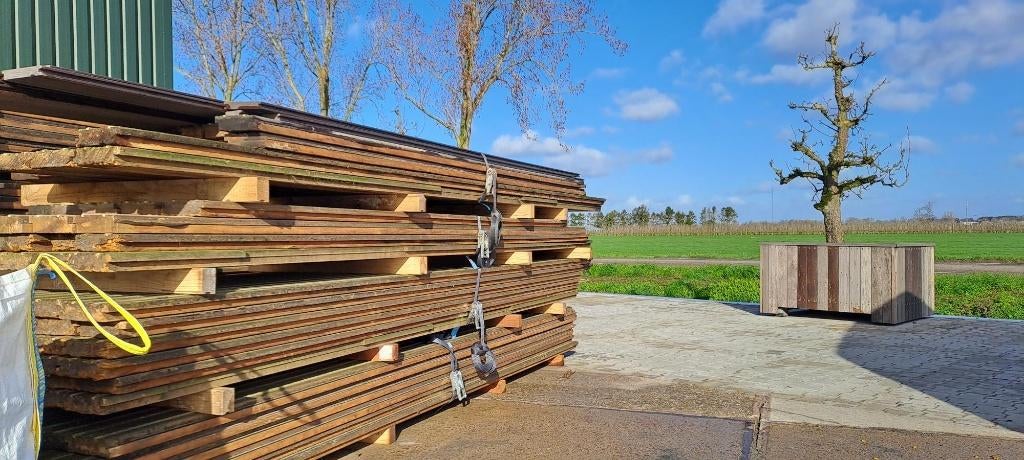 Vlonderplanken met antislipstrip - extra brede planken, Tuin en Terras, Terrasdelen en Vlonders, Ophalen, Gebruikt, Hout