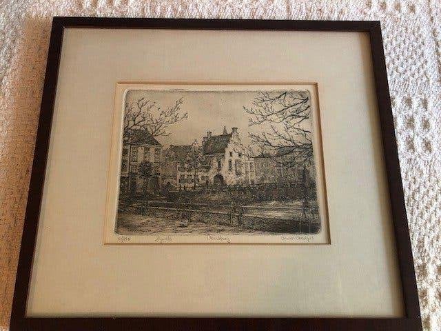 Ets Den Haag van Anna Doedijns, Antiek en Kunst, Kunst | Etsen en Gravures, Ophalen, 26 cm, Ets, Stadsgezicht