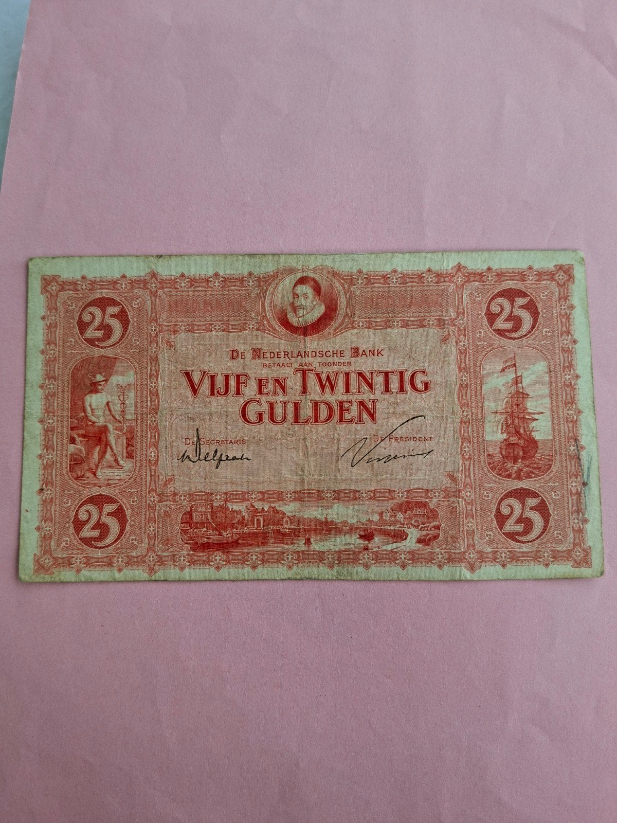 25 gulden Willem van Oranje uit 1921 in ZF
Serie nummer AN 2, Postzegels en Munten, Bankbiljetten | Nederland, Ophalen of Verzenden