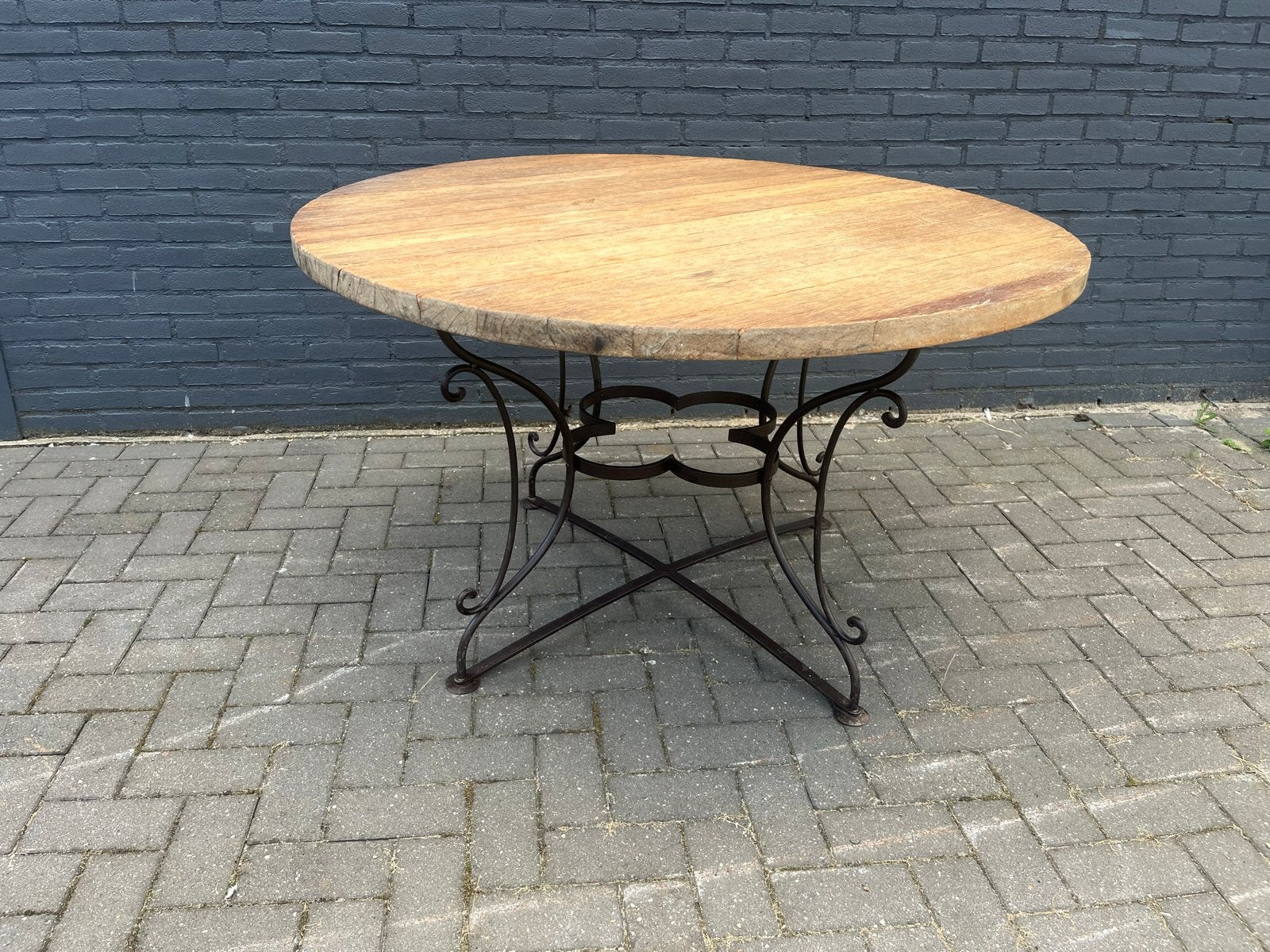 Landelijke eettafel kersenhout, Huis en Inrichting, Tafels | Eettafels, Ophalen, Gebruikt, 100 tot 150 cm, Rond