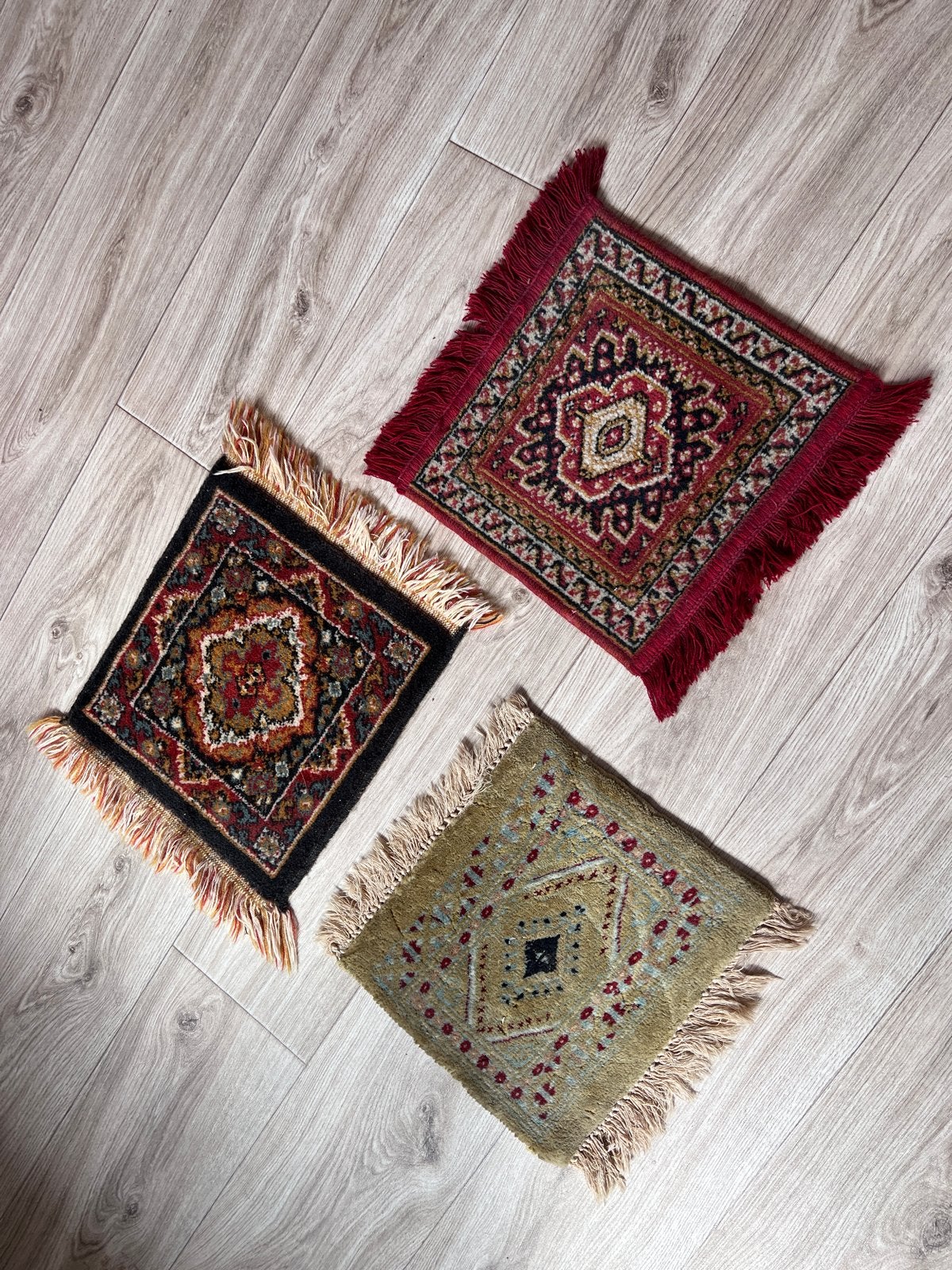 Set van 3 kleine Perzische tapijtjes - 45 x 34 cm, Ophalen, Minder dan 50 cm, Gebruikt, Rechthoekig