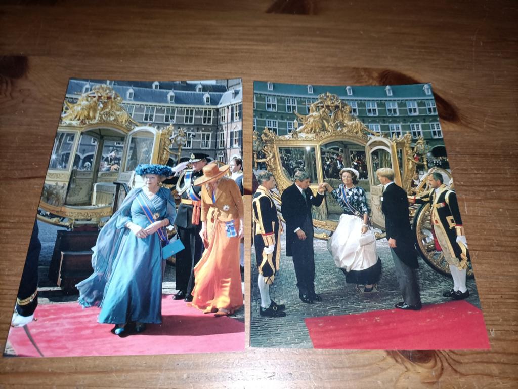 2 ansichtkaarten Koningin Beatrix Prinsjesdag, Verzamelen, Koninklijk Huis en Royalty, Ophalen of Verzenden, Zo goed als nieuw