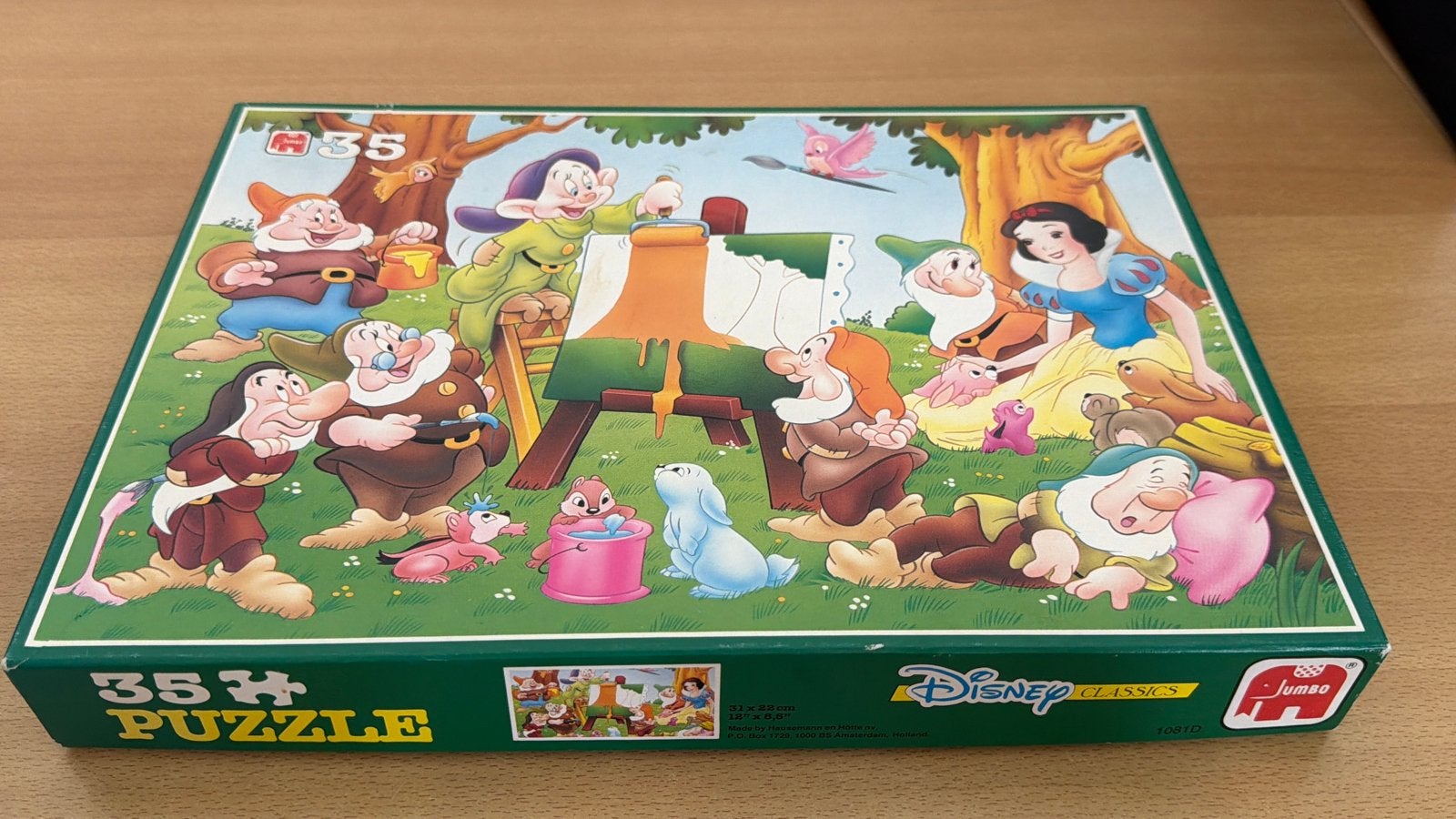 Vintage Jumbo Disney Puzzel - Sneeuwwitje en de 7 Dwergen, Hobby en Vrije tijd, Ophalen of Verzenden, Minder dan 500 stukjes, Zo goed als nieuw